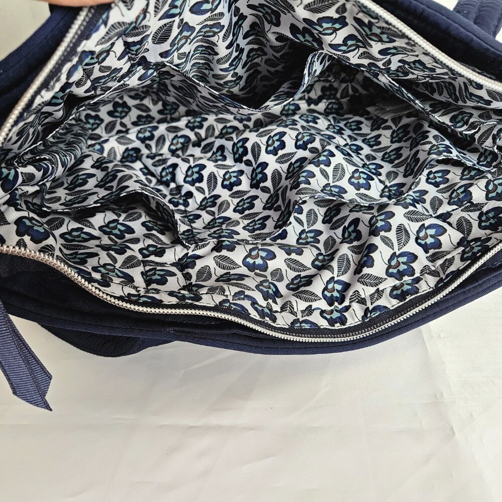 Vera Bradley Tote Bag Small w/ Zippers Performance Twill Classic Navy - Picture 7 of 14